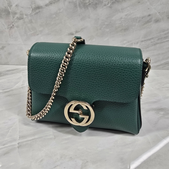 Gucci Handbags - Gucci Green Leather Crossbody Bag